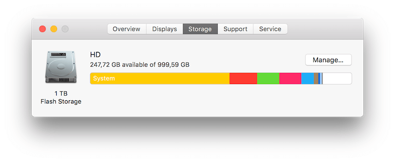disk space needed for website mac sierra